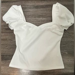 Puff Sleeve White Top